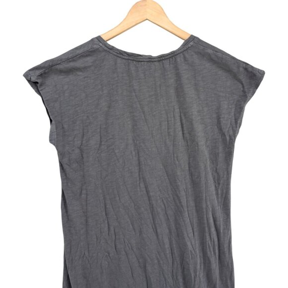 Mystree Bleached Slub Midi Dress Grey White Sleeveless Cotton V Neck Size S - Picture 4 of 10